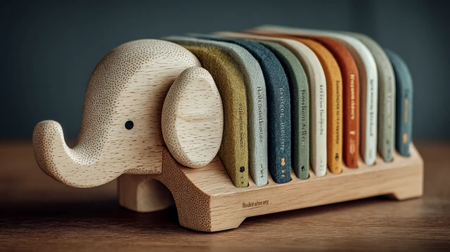 Elephant Bookshelf for Kids Wooden Desk Organizer