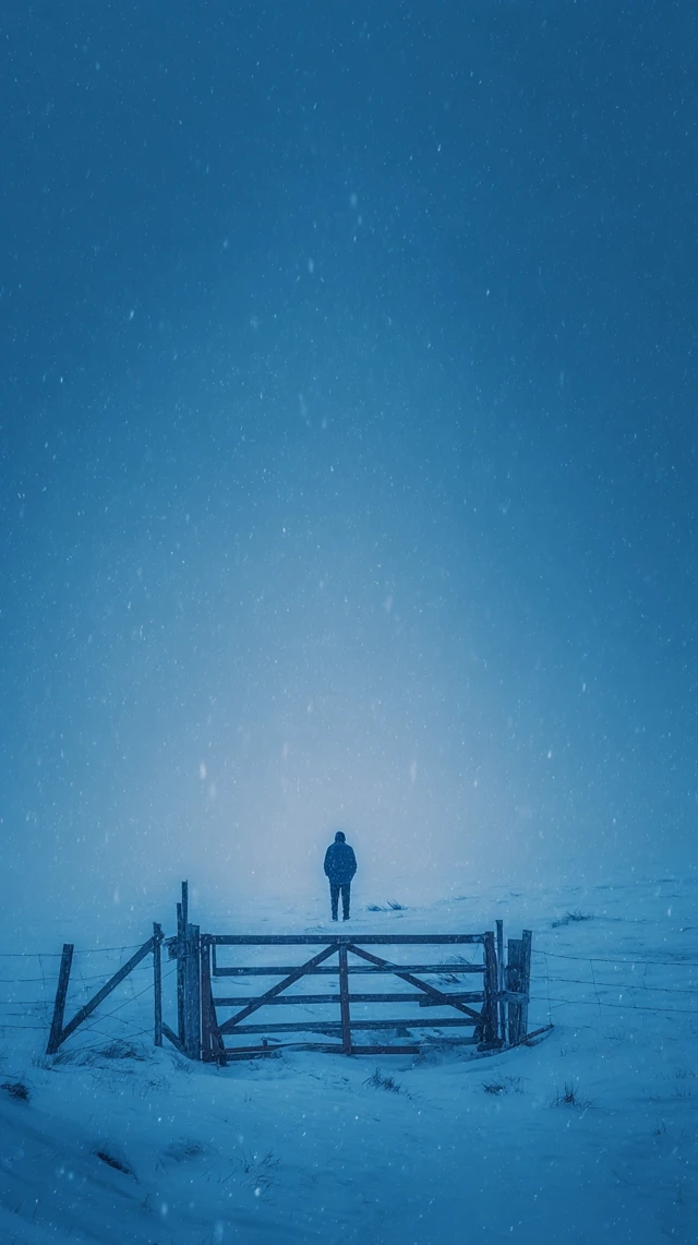 Icy Gate Snowy Plain Cinematic Scene