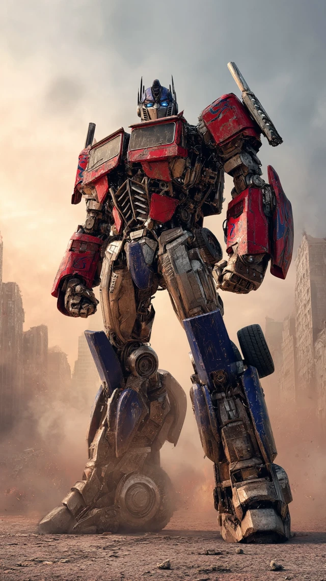 Optimus Prime in Battle: Transformers Movie Art