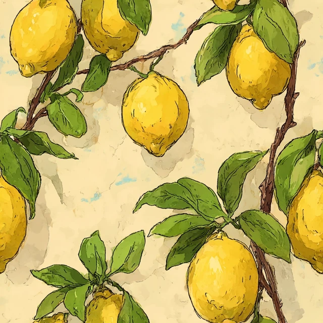 Lemon Pattern Illustration Art Design Fresh and Citrus