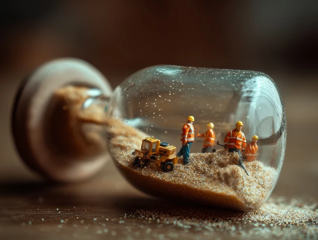 Hourglass with Workers Working Time