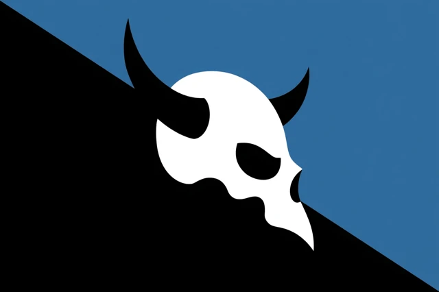 Minimalist Pirate Flag Design with Horned Skull