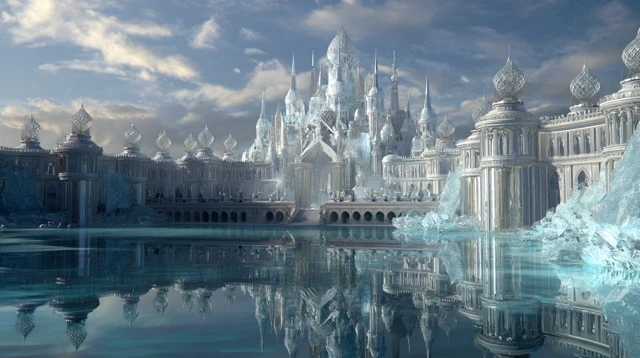 Sunlit Ice Palace Majestic Frozen Castle