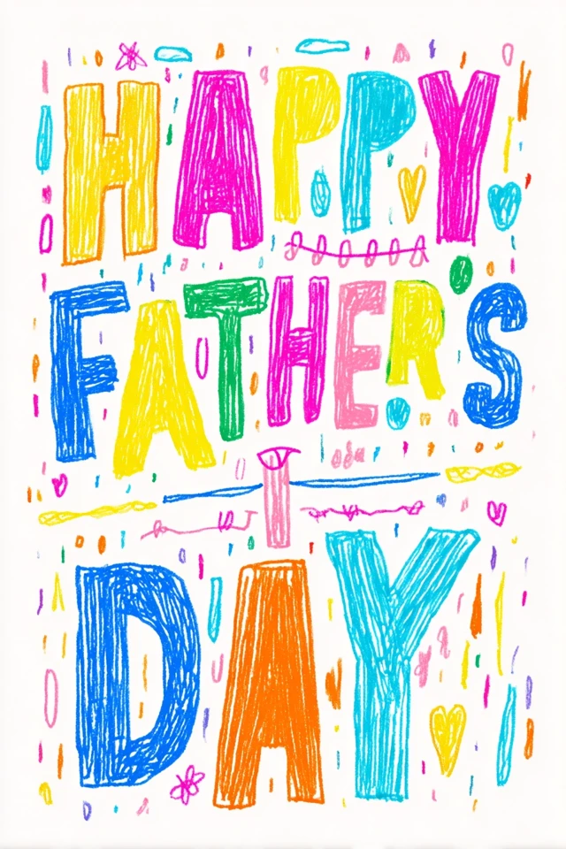 Fathers Day Poster Hand Drawn Art Colorful Illustration