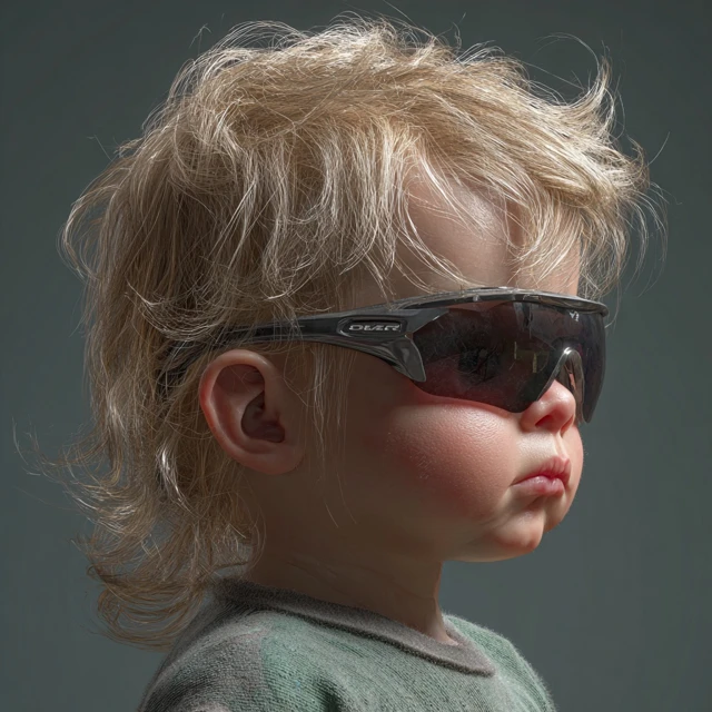 Baby with a Mullet and Oakley Sunglasses