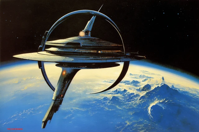 Retro SciFi Space Station Concept Art Illustration