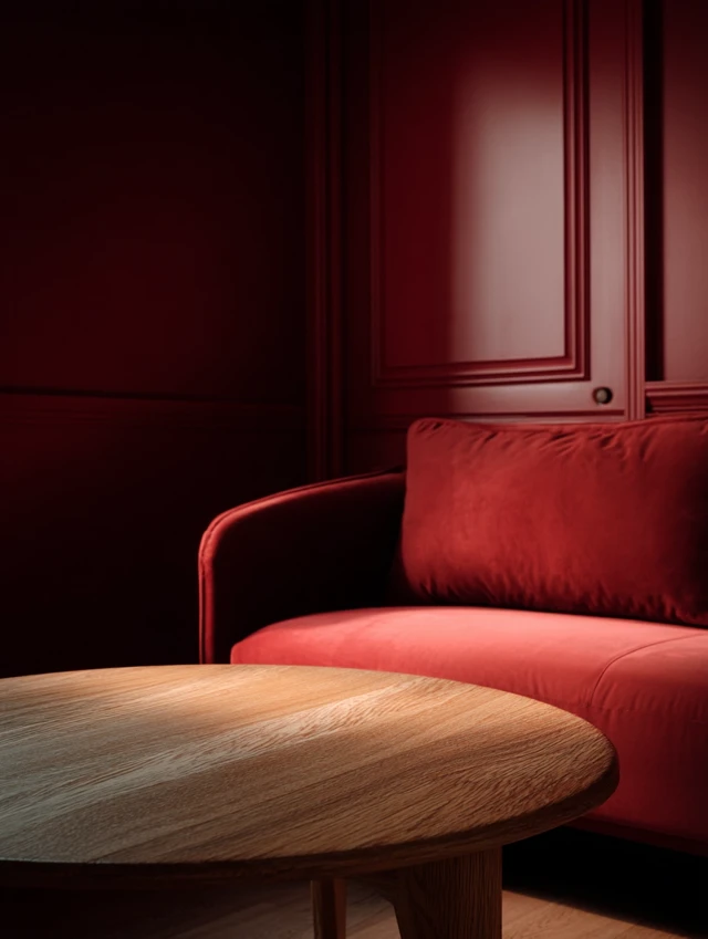 Crimson Living Room Interior Photography