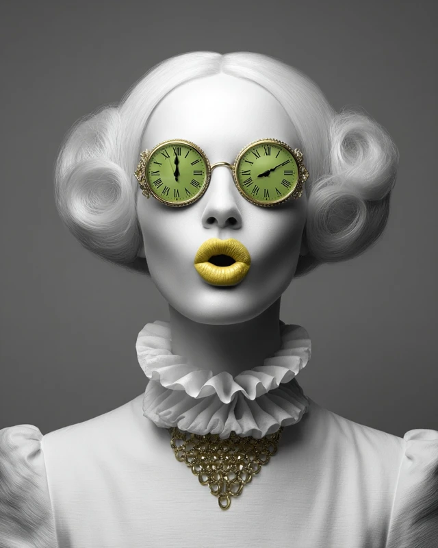 Avant Garde Fashion Portrait with Green Glasses