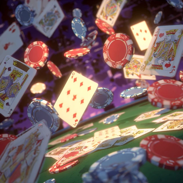 Casino Game Elements Playing Cards and Poker Chips