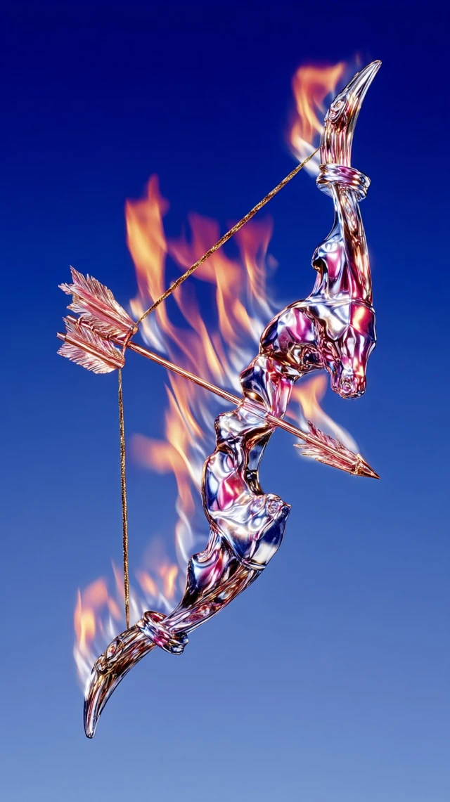 Chrome Bow and Arrow with Pink Flames and Fur