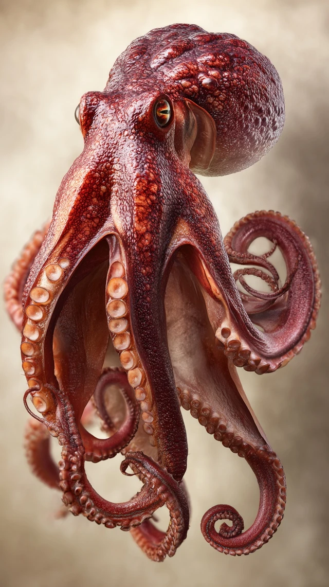 Realistic Red Octopus Detailed Illustration