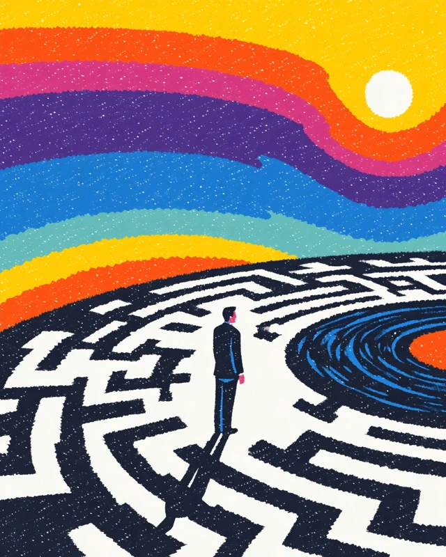 Maze Illustration Poster with Motivational Theme
