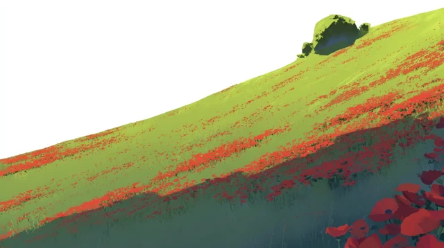 Red Roses on a Hill Digital Art Illustration