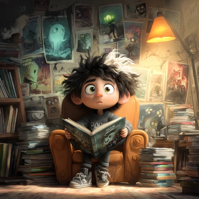 Spooky Storytime Pixar Inspired Character Illustration