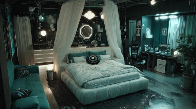 Hatsune Miku Gaming Room Teal White Black Neon Decor