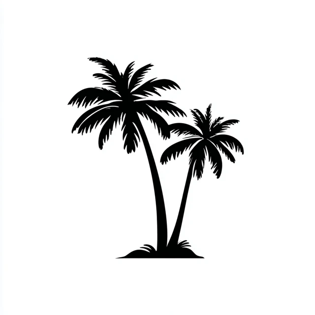 Palm Tree Icon Black and White Simple Design