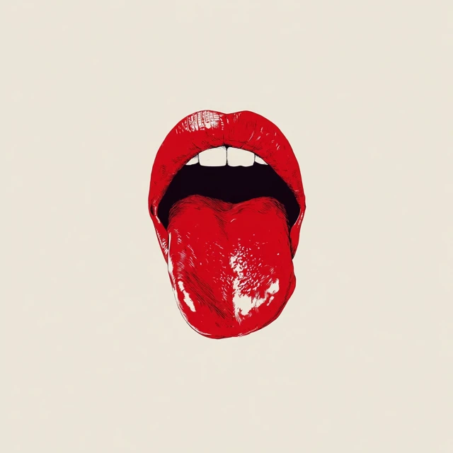 Cute Red Lips with Tongue Vector Art