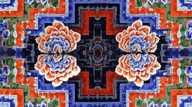 Dancheong Pattern with Geometric Designs Artistic Illustration