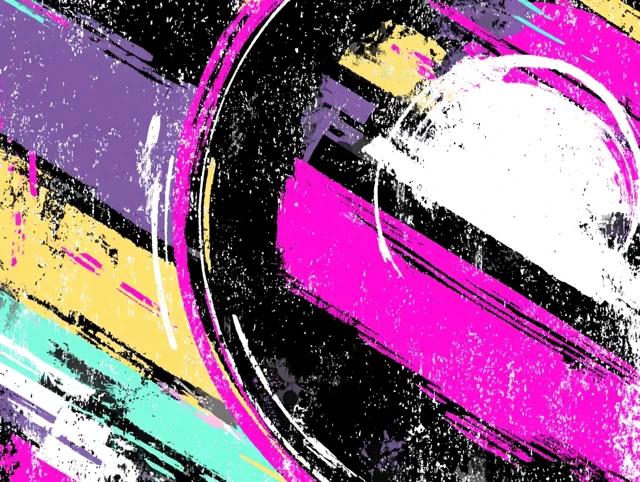 Pink Portal Abstract Art on Black Background