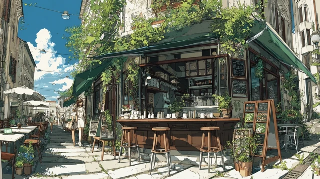 Anime Cafe in the City Summer Panoramic