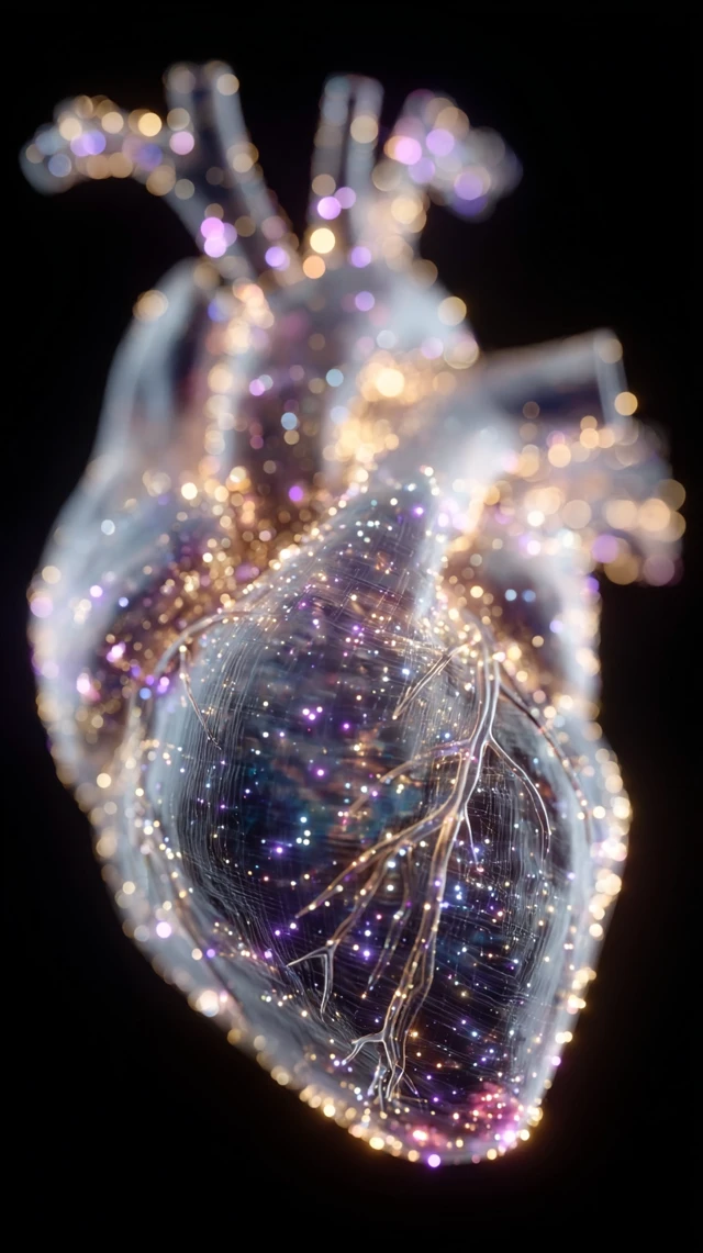 Glowing Heart 3D Render Futuristic Light Sculpture