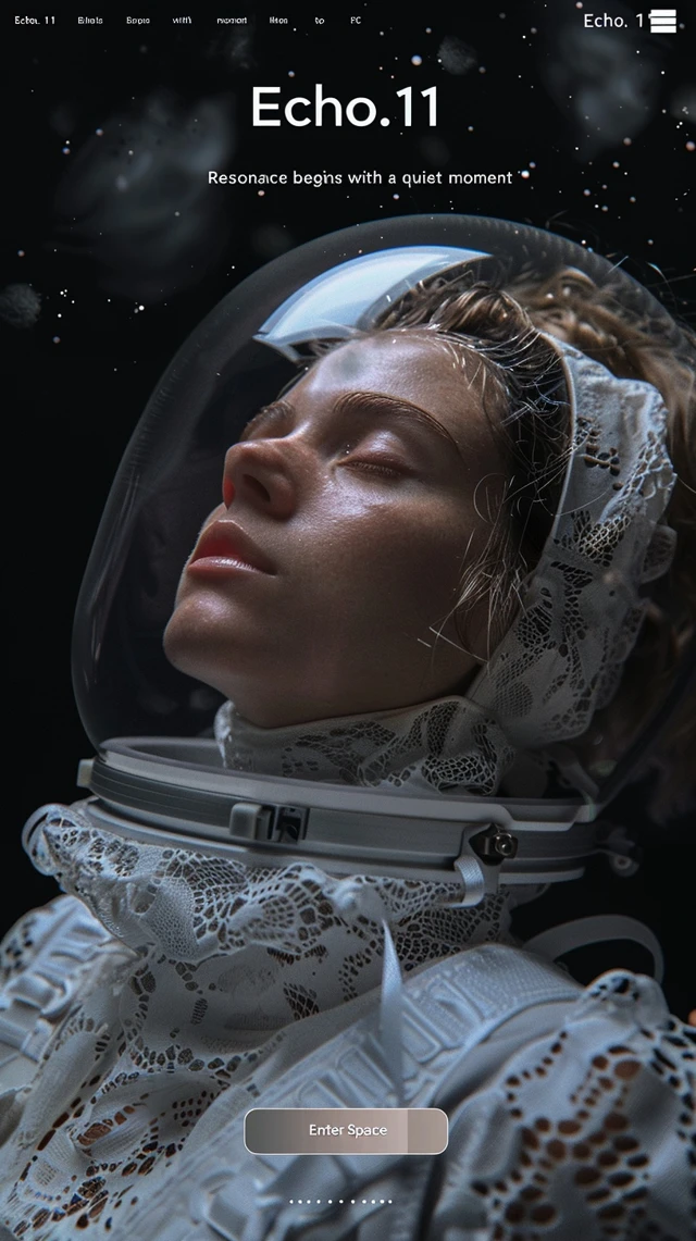 Poetic Astronaut in Space Ethereal UI Design