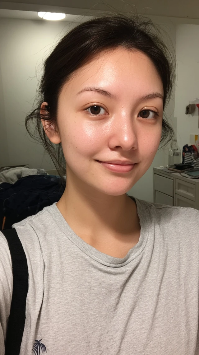 Natural Beauty Chinese Woman Makeup Free Selfie