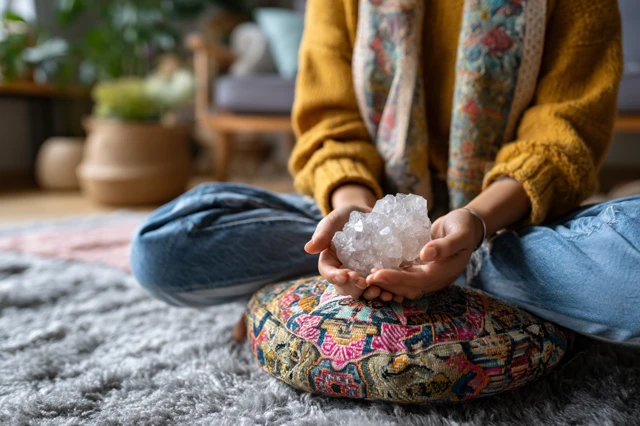 Meditation and Healing Crystals Cozy Boho Room