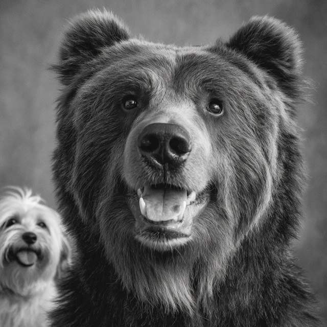 Happy Brown Bear with Dog Features
