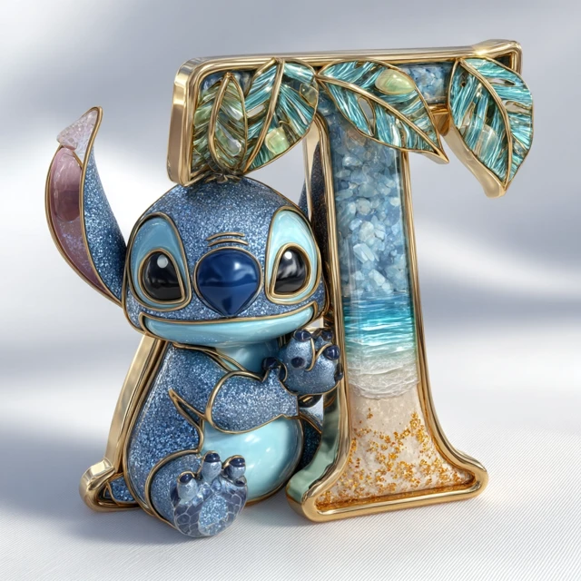 Stitch Hugging T Gemstone 3D Render