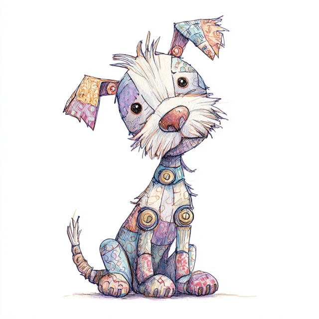 Adorable Tin Dog Illustration for Kids