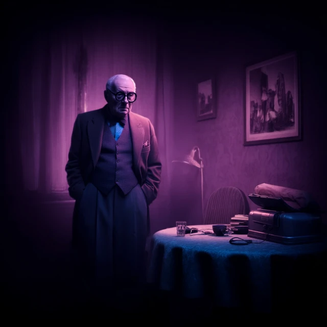 Senior Man Portrait in Dim Room