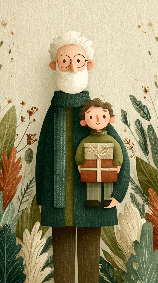 Father and Child Warm Scene Illustration