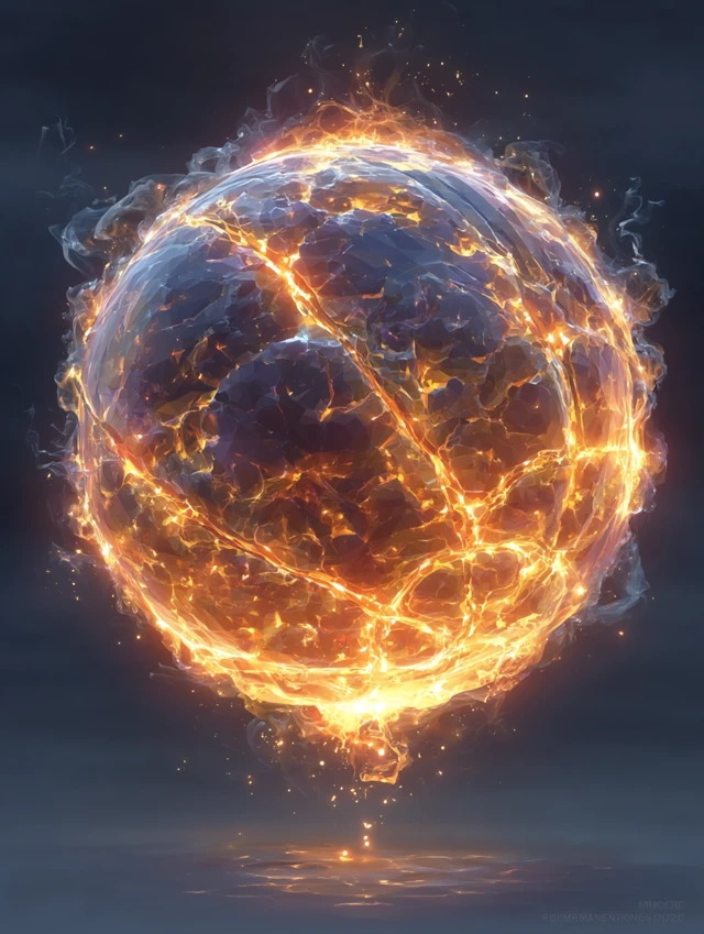 Glowing Basketball Ball Energy Burst - Fantasy Art