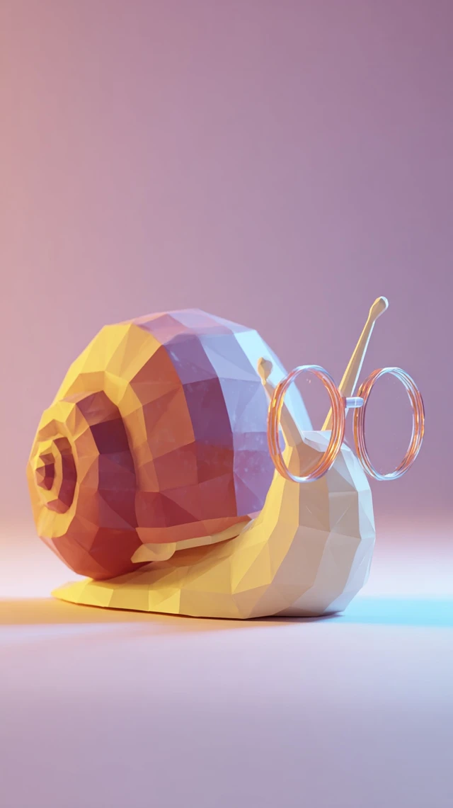 Low Poly Snail with Glasses 3D Render