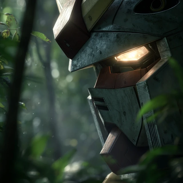 Gundam Face Forest Cinematic Detail Close Up
