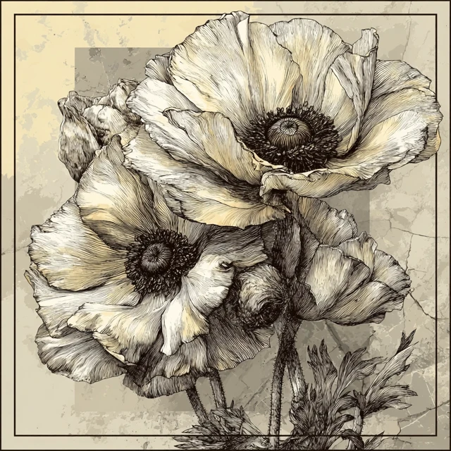 Botanical Line Art Vintage Flowers Minimalist Elegance