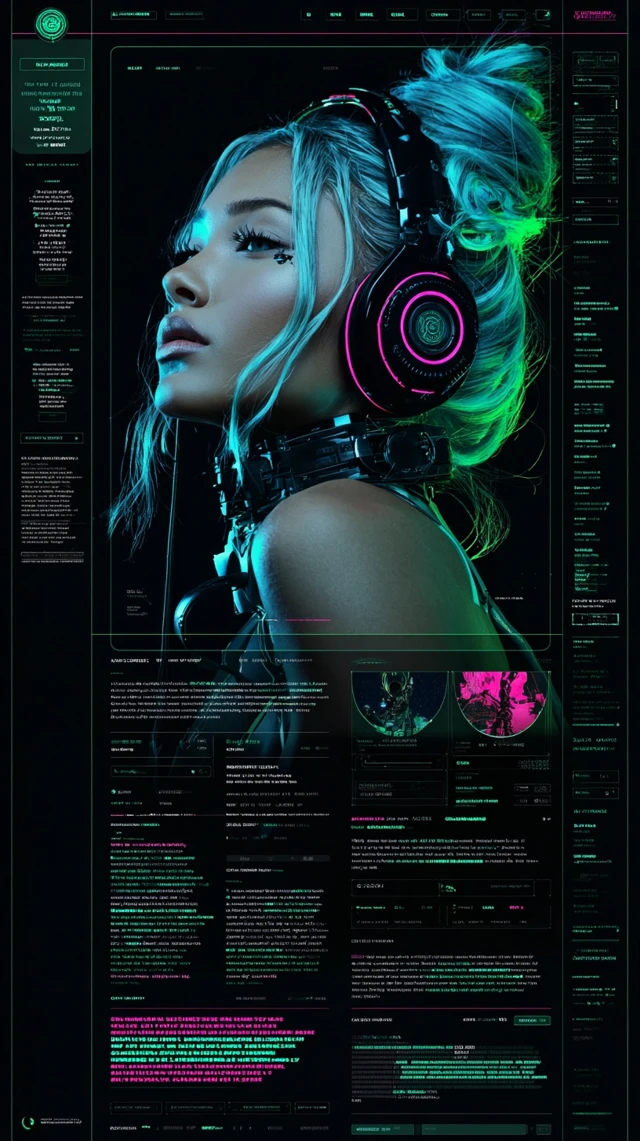 Virtual DJ Landing Page Cyberpunk UI Design