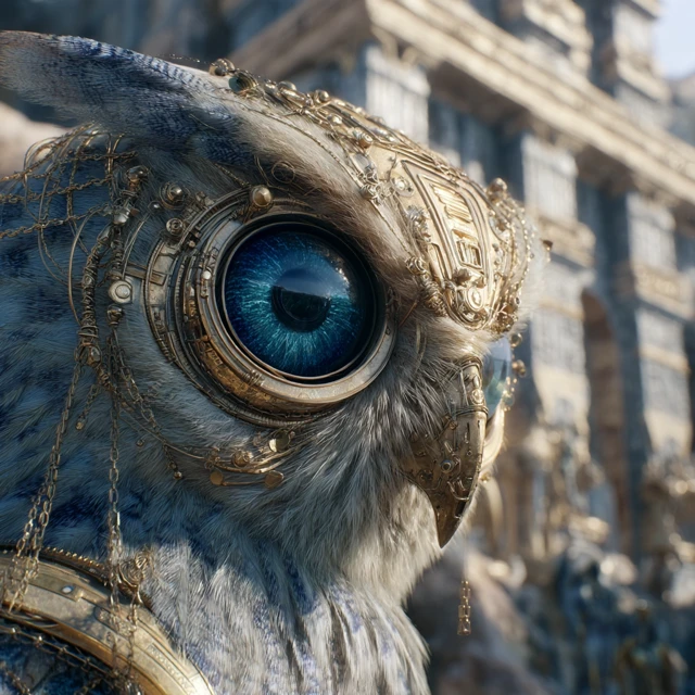 Cybernetic Owl with Glass Eye Epic Movie Still