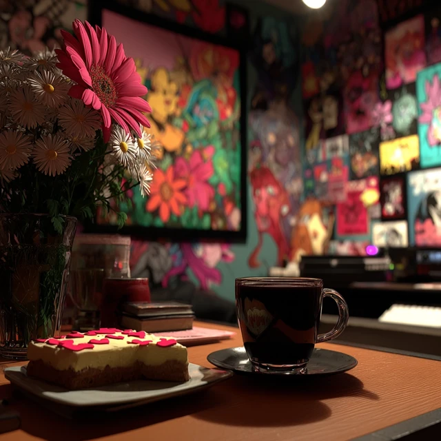Coffee Cake Daisies Illustration