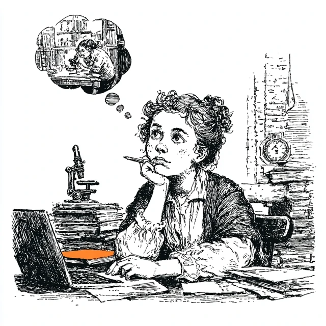 Tired Researcher Medieval Illustration
