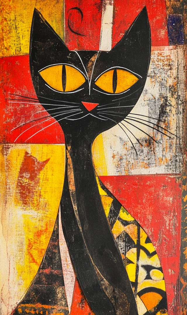 Abstract Cat Art Black and White Stripes Patterns