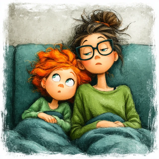 Cute illustration of a mother and daughter