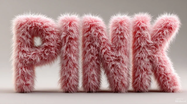 Pink Fur Letter 3D Render Realistic Texture