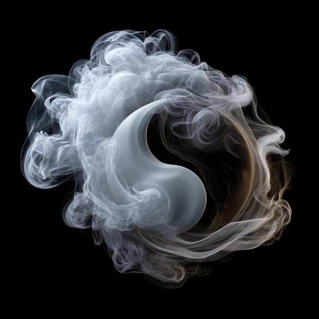 Yin Yang Symbol in Smoke Daoist Ink Painting
