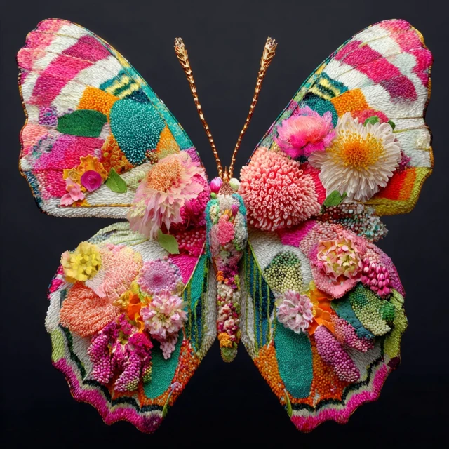 Colorful Butterfly Art on Black Background