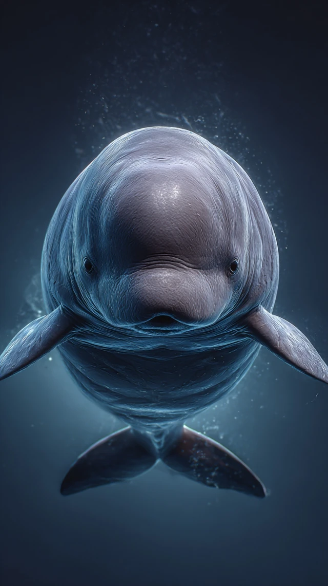 Giant Yangtze Finless Porpoise Underwater Portrait