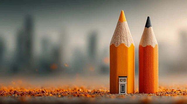 Pencils and City Conceptual Art