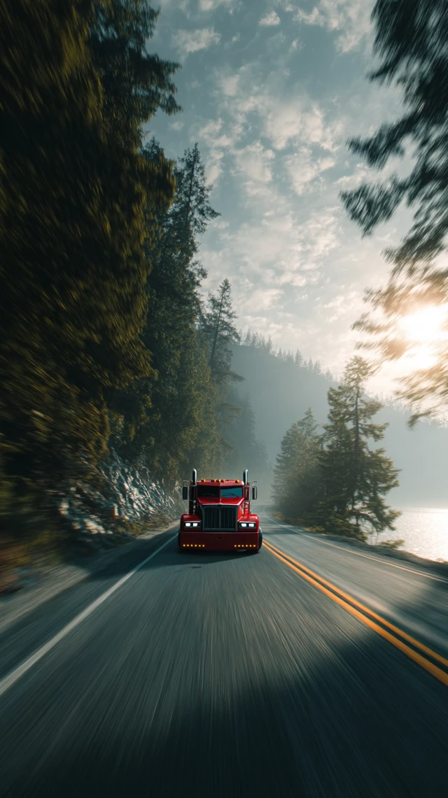 Optimus Prime Drives Scenic Road Film Tone