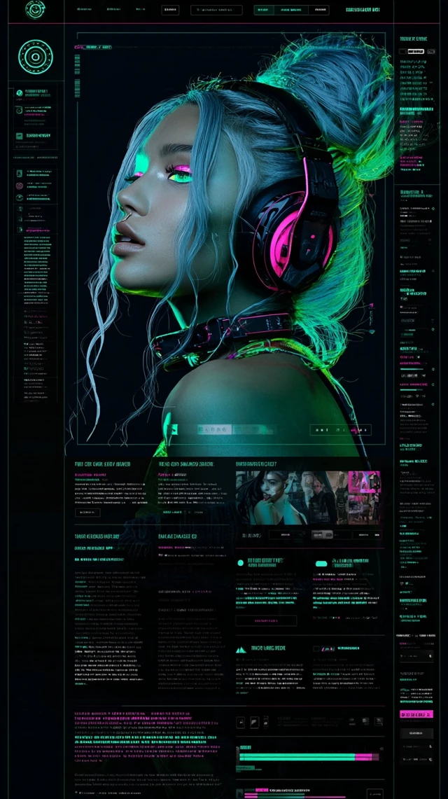Virtual DJ Landing Page Cyberpunk UI Design